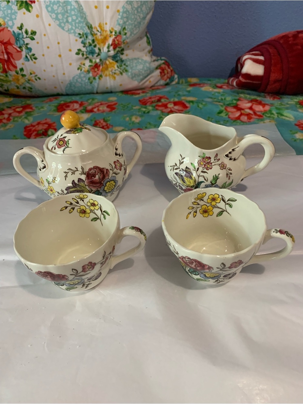 Vintage Copeland Spode England Gainsborough S245 5 Piece Sugar & Creamer
